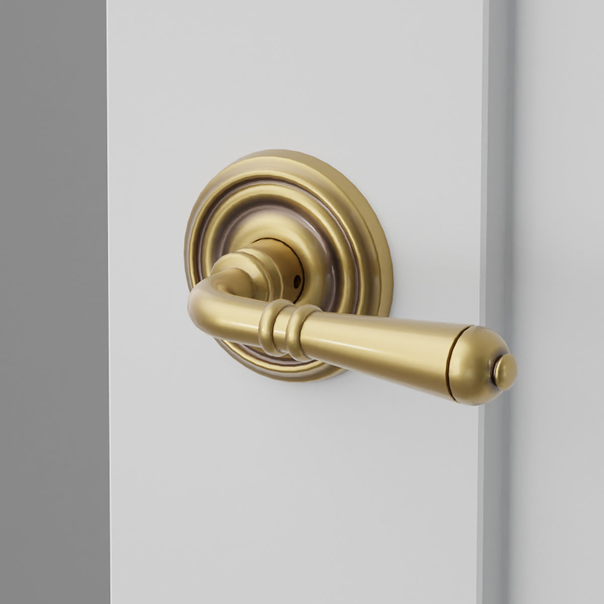 Turino Lever Interior Lockset with Regular Rosette by Emtek, Antique Brass, right handed