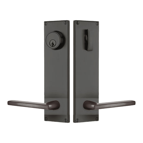 Modern Sideplate Entry Lockset by Emtek, Oil-Rubbed Bronze, Helios Lever (Left Handed Door), Single Cylinder