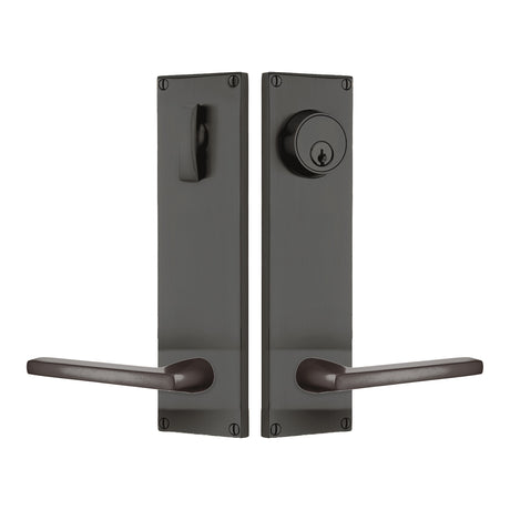 Modern Sideplate Entry Lockset by Emtek, Oil-Rubbed Bronze, Helios Lever (Right Handed Door), Single Cylinder