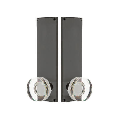 Modern Sideplate Entry Lockset by Emtek, Oil-Rubbed Bronze, Modern Disc Crystal Knob, Dummy