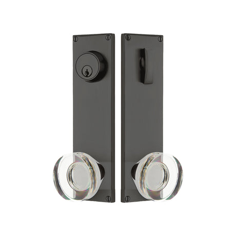 Modern Sideplate Entry Lockset by Emtek, Oil-Rubbed Bronze, Modern Disc Crystal Knob, Single Cylinder
