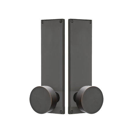 Modern Sideplate Entry Lockset by Emtek, Oil-Rubbed Bronze, Round Knob, Dummy