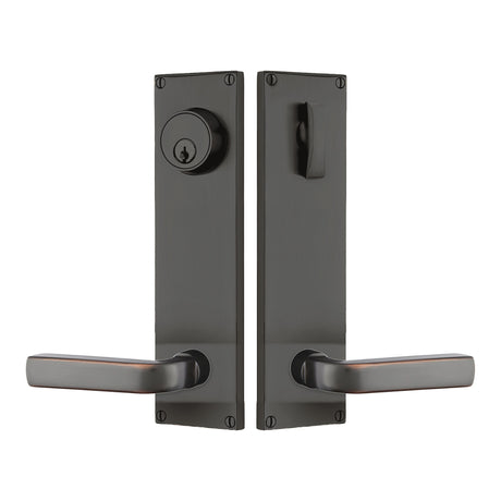 Modern Sideplate Entry Lockset by Emtek, Oil-Rubbed Bronze, Sion Lever (Left Handed Door), Single Cylinder