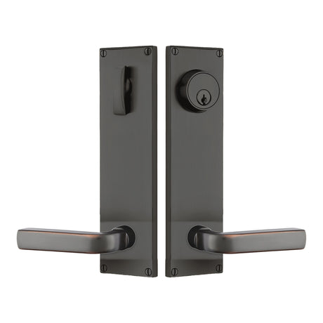 Modern Sideplate Entry Lockset by Emtek, Oil-Rubbed Bronze, Sion Lever (Right Handed Door), Single Cylinder