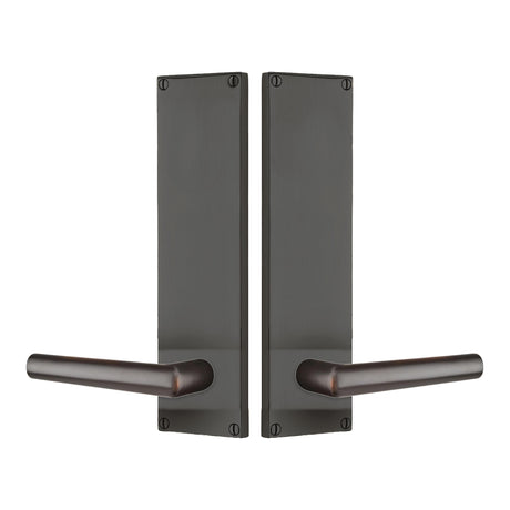 Modern Sideplate Entry Lockset by Emtek, Oil-Rubbed Bronze, Stuttgart Lever (Left Handed Door), Dummy
