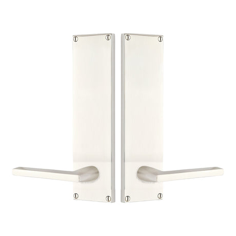 Modern Sideplate Entry Lockset by Emtek, Satin Nickel, Helios Lever (Left Handed Door), Dummy