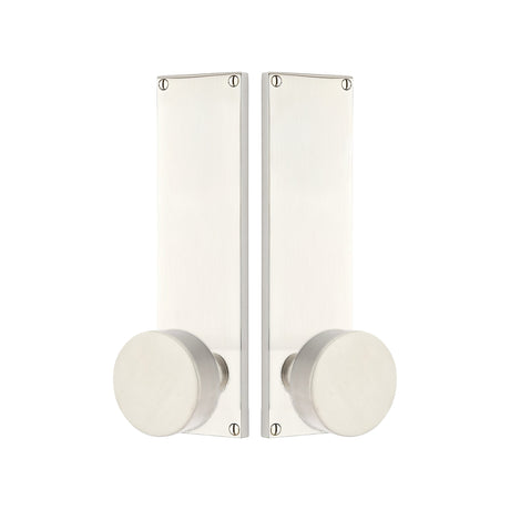 Modern Sideplate Entry Lockset by Emtek, Satin Nickel, Round Knob, Dummy