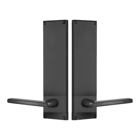 Modern Sideplate Entry Lockset by Emtek, Flat Black, Helios Lever (Left Handed Door), Dummy