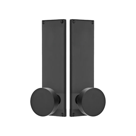 Modern Sideplate Entry Lockset by Emtek, Flat Black, Round Knob, Dummy