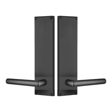 Modern Sideplate Entry Lockset by Emtek, Flat Black, Stuttgart Lever (Left Handed Door), Dummy