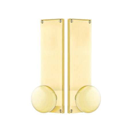 Modern Sideplate Entry Lockset by Emtek, Unlacquered Brass, Providence Knob, Dummy