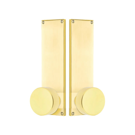 Modern Sideplate Entry Lockset by Emtek, Unlacquered Brass, Round Knob, Dummy