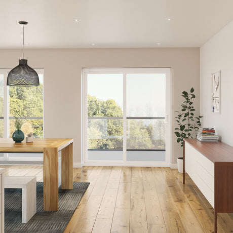 2 Panel Sliding White Patio Door (Low-E Clear Glass)