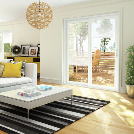 2 Panel Sliding White Patio Door (Raise & Lower Blinds)