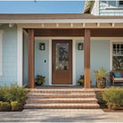 3/4 lite flush glazed fiberglass entry door with clear glass, shown installed