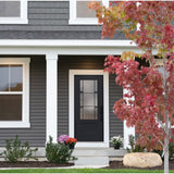 3/4 lite Shaker flush glazed fiberglass entry door with Dexter glass, shown installed