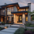 3/4 lite Shaker flush glazed fiberglass entry door with Rill glass, shown installed
