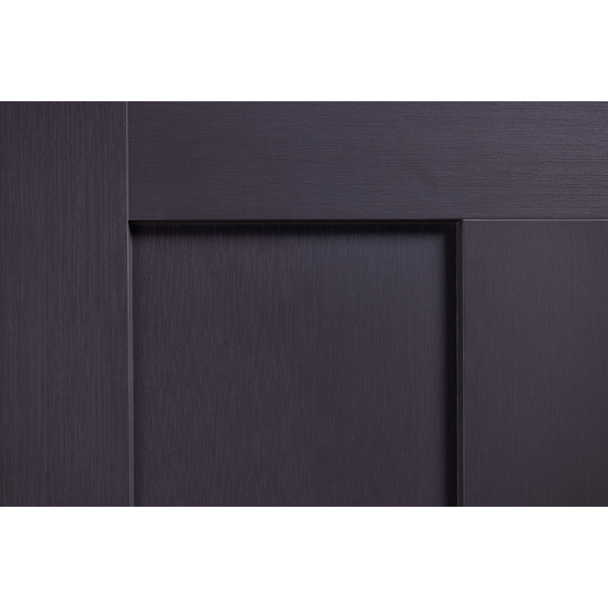 Close-up of the square Shaker panel embossment on a painted fiberglass door