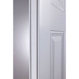 Close-up of the steel edge on a white steel entry door