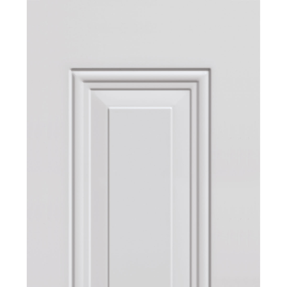 Close-up of the raised panel profile on a white steel entry door