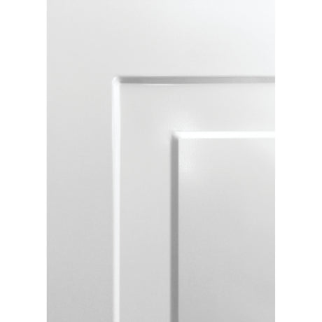 Close-up of the Urban panel profile on a white steel entry door