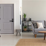 20-minute fire-rated 2 Panel fiberglass entry door, shown installed
