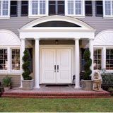 2 Panel Cambertop Plank steel entry door, shown installed