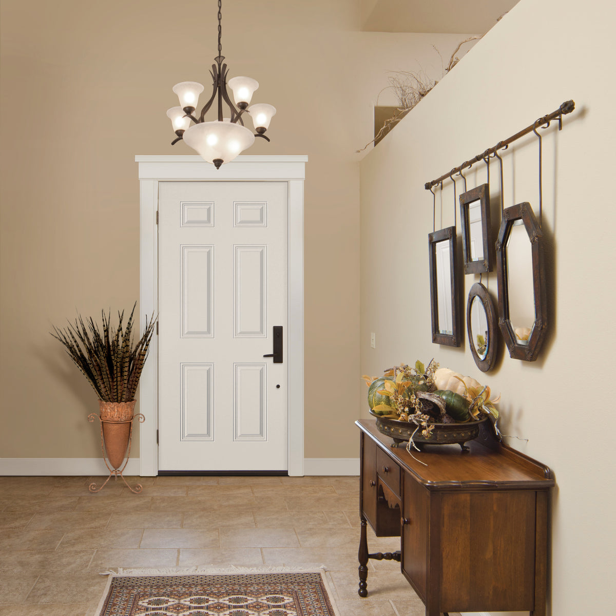 6 Panel steel entry door, shown installed