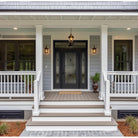 Full lite flush glazed fiberglass entry door with Austin glass, shown installed