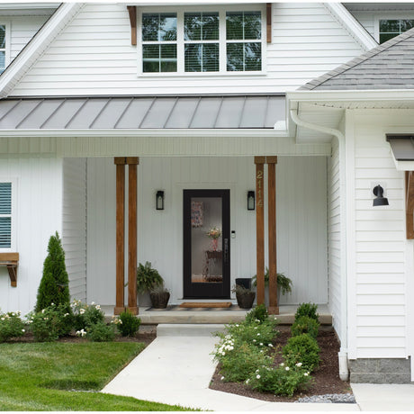 Full lite flush glazed fiberglass entry door with Vapor glass, shown installed
