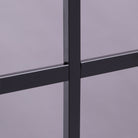 Close-up of black grilles between the glass