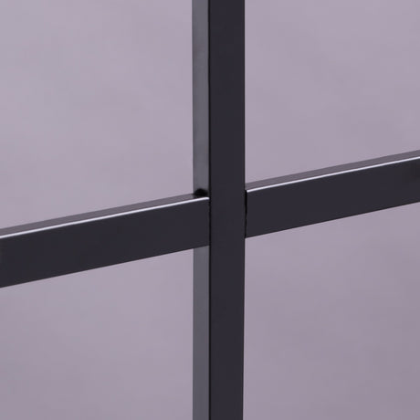 Close-up of black grilles between the glass