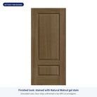 2 Panel 3/4 Rift Cut fiberglass entry door, shown after finishing with Natural Walnut gel stain (simulated color)