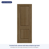 2 Panel Rift Cut fiberglass entry door, shown after finishing with Natural Walnut gel stain (simulated color)
