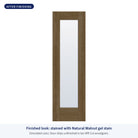 Full lite flush glazed Rift Cut fiberglass entry door with clear glass, shown after finishing with Natural Walnut gel stain (simulated color)