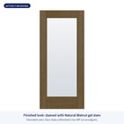 Full lite flush glazed Rift Cut fiberglass entry door with clear glass, shown after finishing with Natural Walnut gel stain (simulated color)