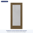Full lite flush glazed Rift Cut fiberglass entry door with Micro-Granite glass, shown after finishing with Natural Walnut gel stain (simulated color)