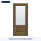 3/4 lite flush glazed Rift Cut fiberglass entry door with clear glass, shown after finishing with Natural Walnut gel stain (simulated color)