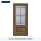 3/4 lite flush glazed Rift Cut fiberglass entry door with Garrison glass, shown after finishing with Natural Walnut gel stain (simulated color)