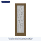 Full lite flush glazed Rift Cut fiberglass entry door with Waterside glass, shown after finishing with Natural Walnut gel stain (simulated color)