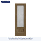 3/4 lite flush glazed Rift Cut fiberglass entry door with Rain glass, shown after finishing with Natural Walnut gel stain (simulated color)