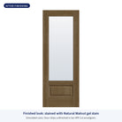 3/4 lite flush glazed Rift Cut fiberglass entry door with clear glass, shown after finishing with Natural Walnut gel stain (simulated color)