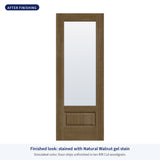 3/4 lite flush glazed Rift Cut fiberglass entry door with clear glass, shown after finishing with Natural Walnut gel stain (simulated color)