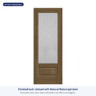 3/4 lite flush glazed Rift Cut fiberglass entry door with Rain glass, shown after finishing with Natural Walnut gel stain (simulated color)