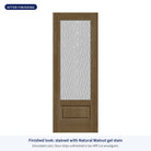 3/4 lite flush glazed Rift Cut fiberglass entry door with Vapor glass, shown after finishing with Natural Walnut gel stain (simulated color)