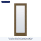 Full lite flush glazed Rift Cut fiberglass entry door with clear glass, shown after finishing with Natural Walnut gel stain (simulated color)