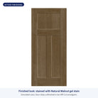 3 Panel Craftsman Rift Cut fiberglass entry door, shown after finishing with Natural Walnut gel stain (simulated color)