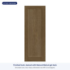 1 Panel Shaker Rift Cut fiberglass entry door, shown after finishing with Natural Walnut gel stain (simulated color)