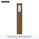 Craftsman flush glazed Rift Cut fiberglass sidelite with frosted glass, shown after finishing with Natural Walnut gel stain (simulated color)