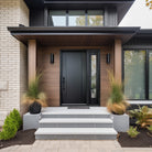 1 Panel Shaker fiberglass entry door, shown installed